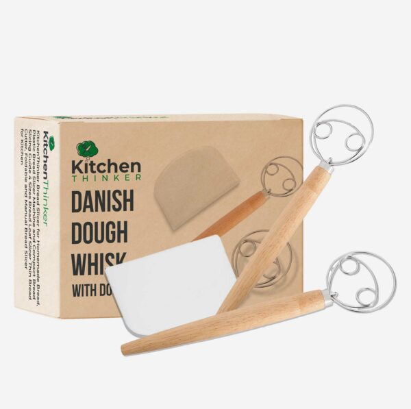 2 Danish Dough Whisk with Dough Scrapper