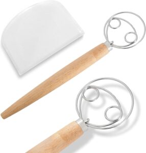 Pack of 2 Danish Dough Whisk with Dough Scrapper